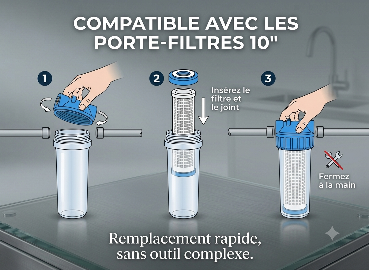 Filtre lavable 10" 60 microns réutilisable