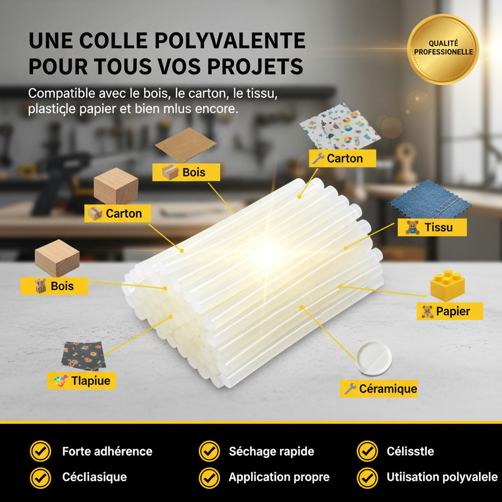 Colle thermofusible 7mm pour pistolet à colle